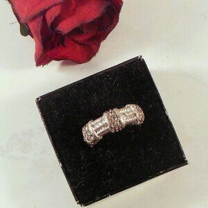 Judith Ripka Sterling Silver Ring With Clear Cubic Zirconia Stones Ring Size 7